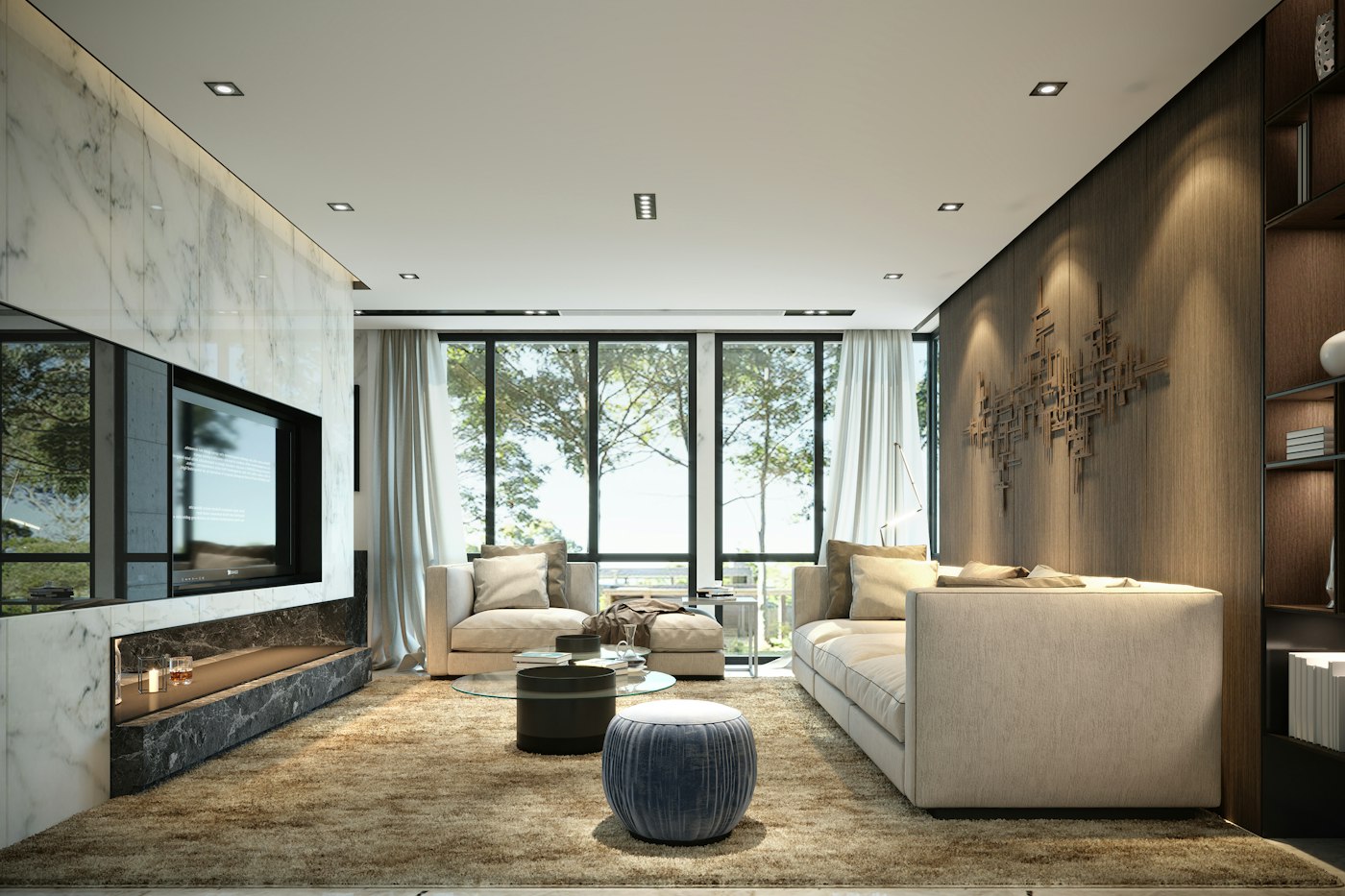Modern Serenity residence living room in Mumbai